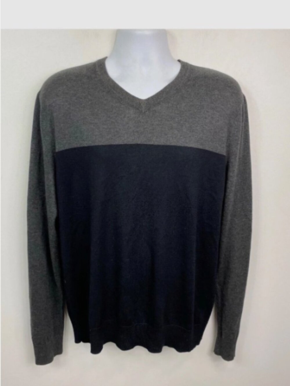 MENS VINCE XXL SWEATER BLACK GRAY SILK COTTON CASHMERE BLEND LONG SLEEVE